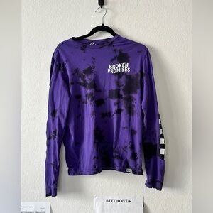 BROKEN PROMISES PURPLE TIE DYE LONG SLEEVE TEE M GOTH ALT SKATE STREETWEAR Y2K